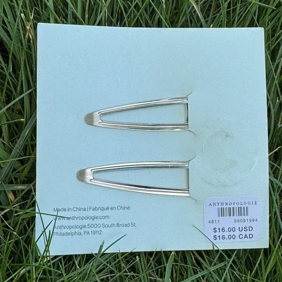 ANTHROPOLOGIE Gingham Hair Clips Set of 2 NWT - Picture 3 of 4